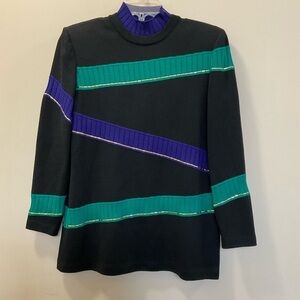 St John Collection Marie Gray Gold Embellished Santana Knit Sweater Size Small